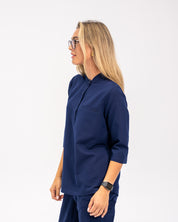 Haut d'uniforme médical à manches trois quart Cecilia - Bleu marine