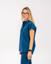 Haut d'uniforme médical à manche courte Ophelia - Bleu Abysse