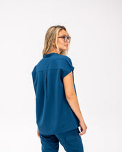 Haut d'uniforme médical à manche courte Ophelia - Bleu Abysse