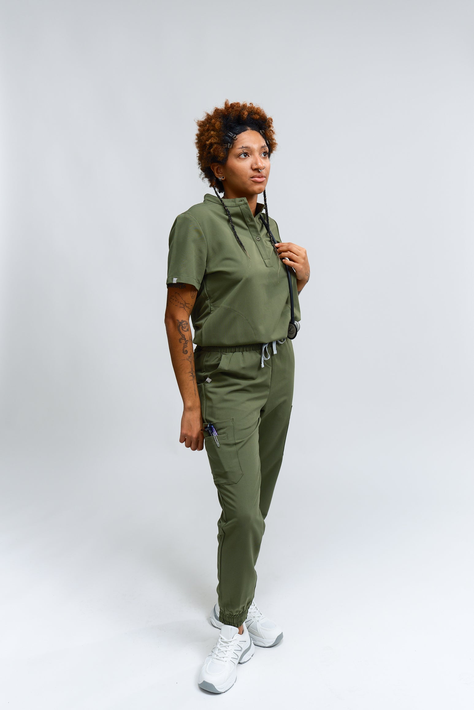 Pantalon d'uniforme médical Anastasia - Vert mousse