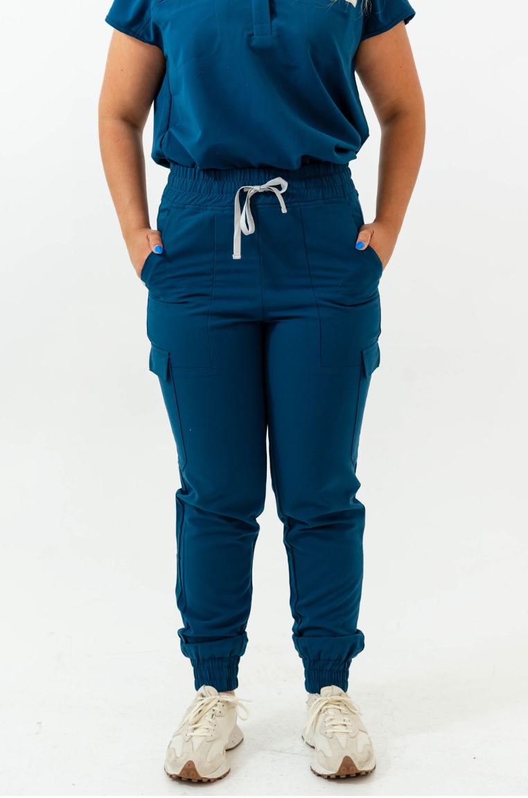 Pantalon d’uniforme médical coupe jogging Lydia - Bleu Abysse