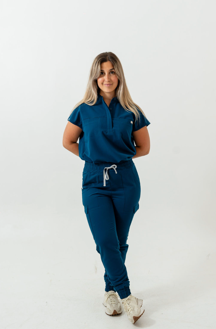 Pantalon d’uniforme médical coupe jogging Lydia - Bleu Abysse