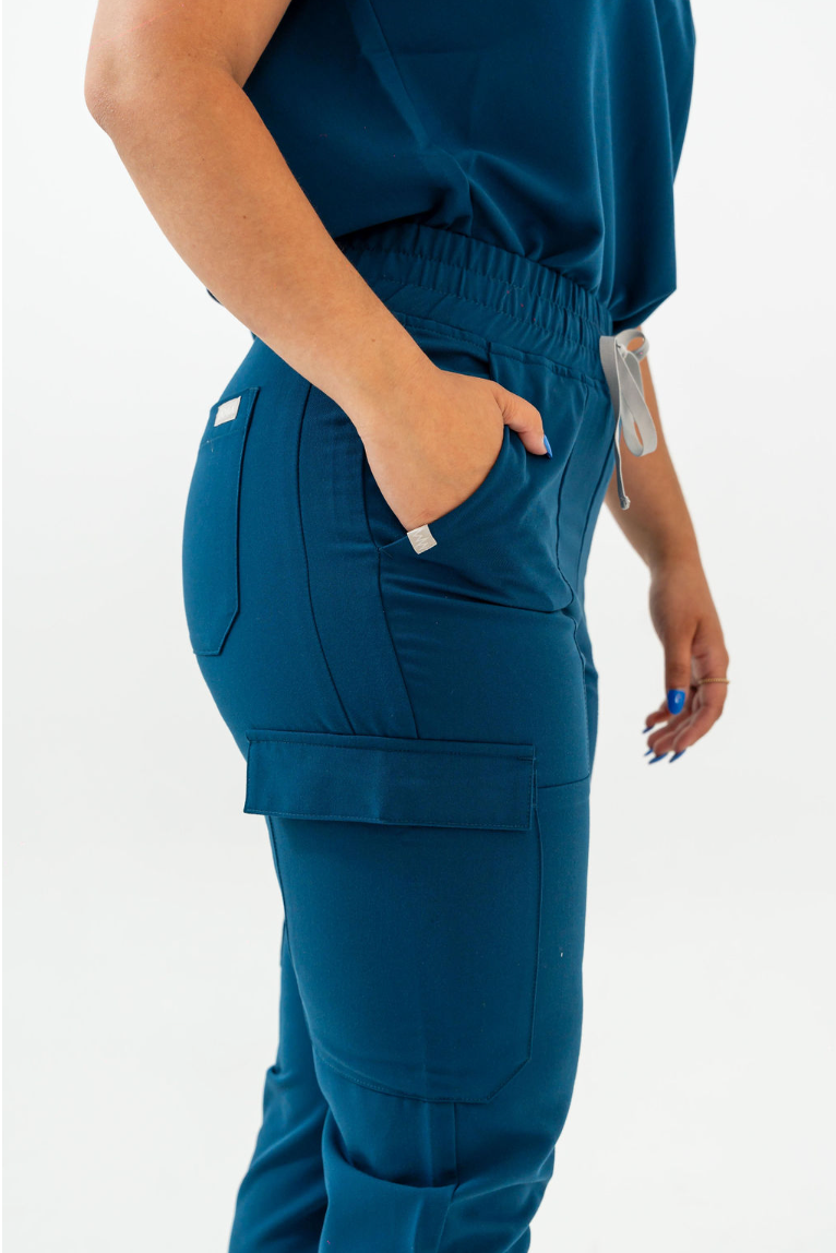Pantalon d’uniforme médical coupe jogging Lydia - Bleu Abysse