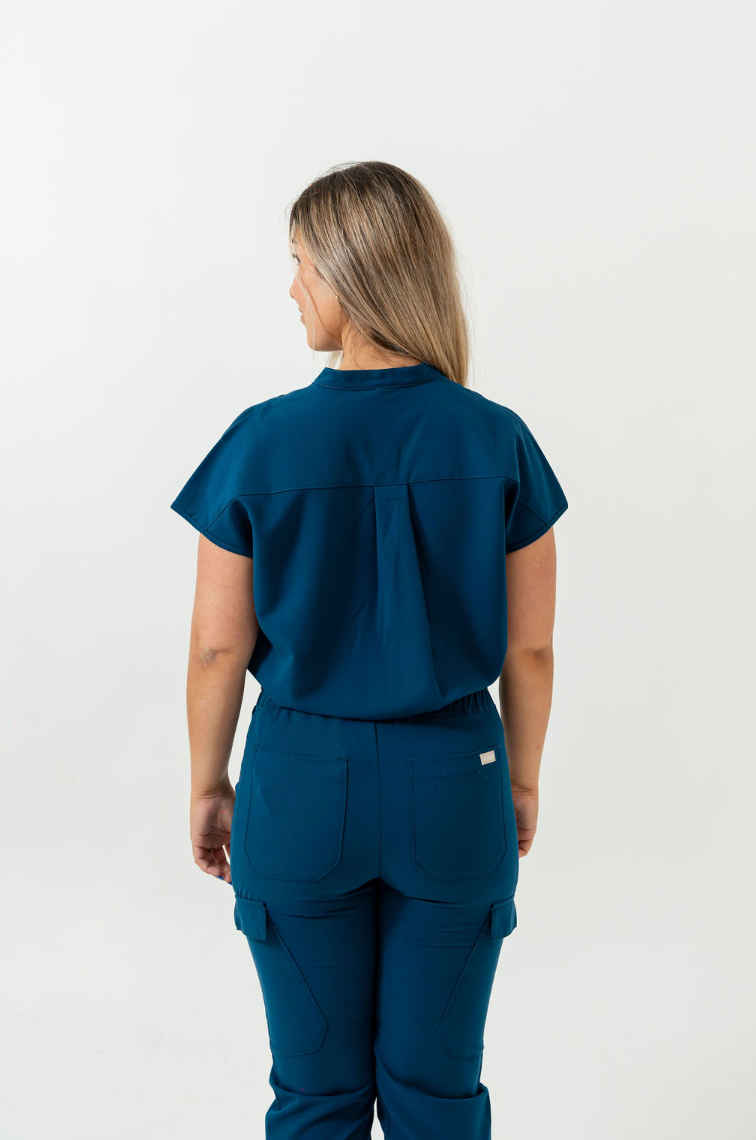 Pantalon d’uniforme médical coupe jogging Lydia - Bleu Abysse