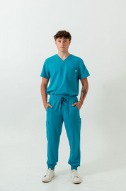 Liam Scrub Top - Cyan Blue