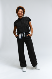 Ophelia Cap Sleeve Scrub Top - Black