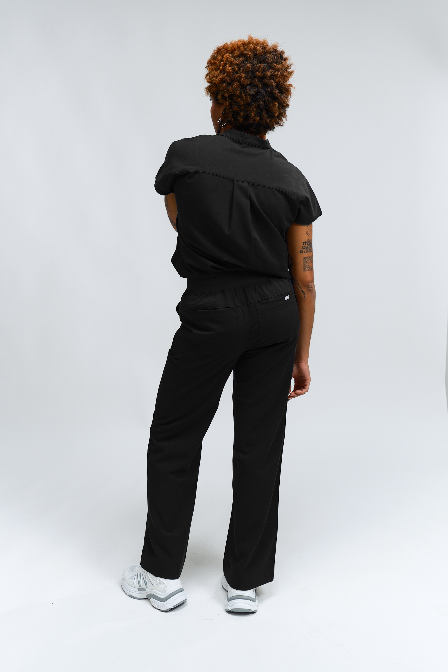 Ophelia Cap Sleeve Scrub Top - Black