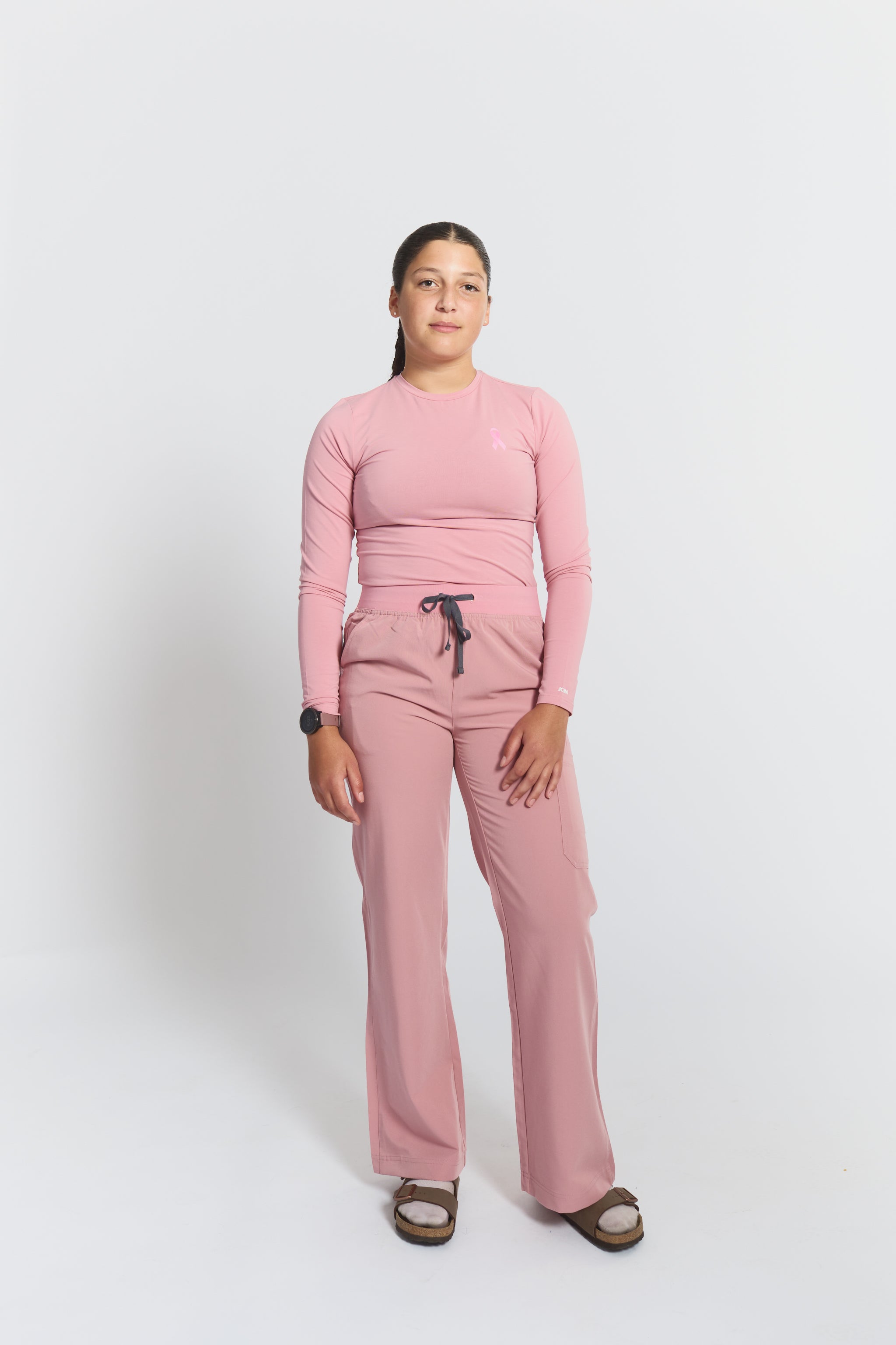 Amelia Longsleeve Underscrub - Rosewood - Breast Cancer Underscrub