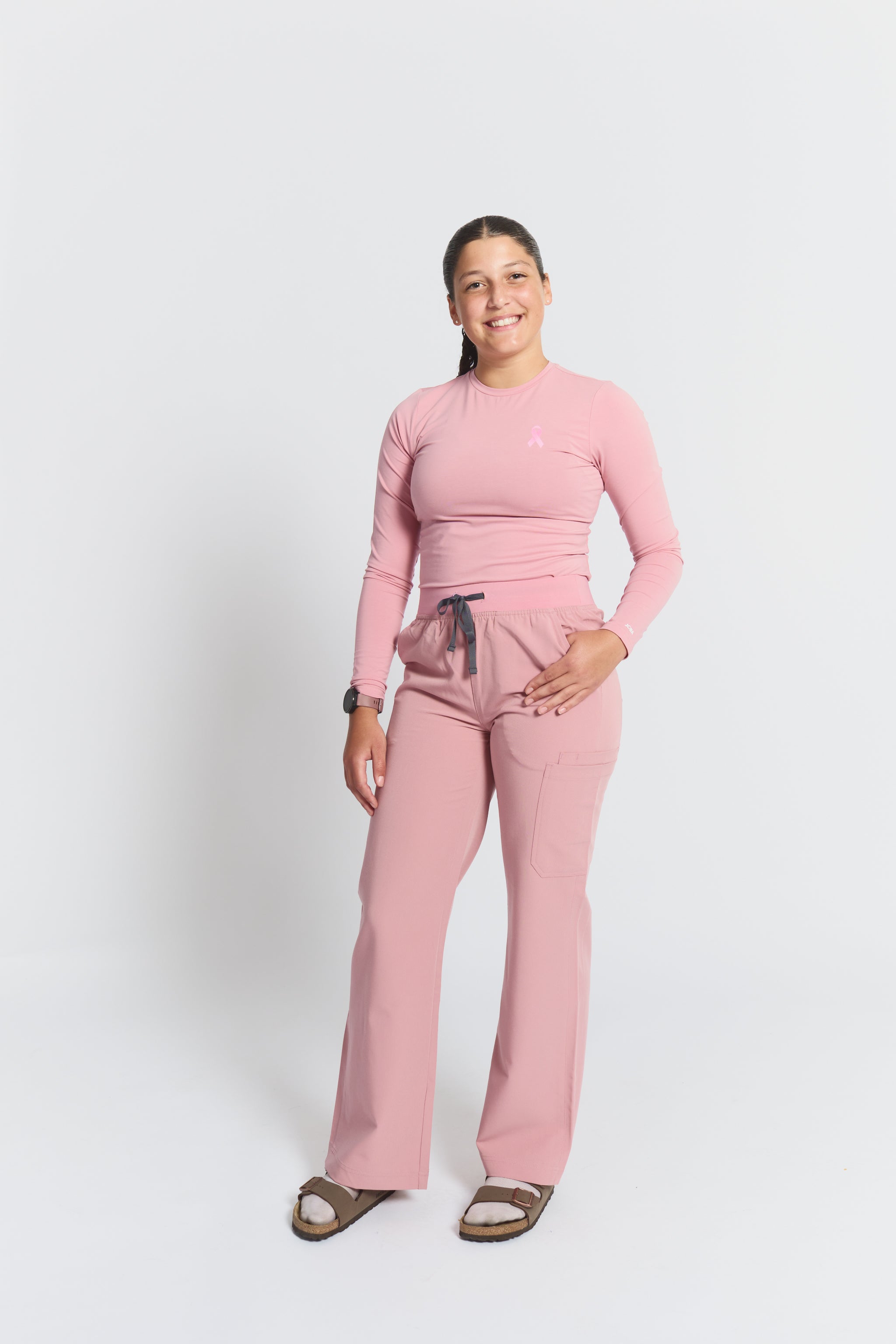 Amelia Longsleeve Underscrub - Rosewood - Breast Cancer Underscrub