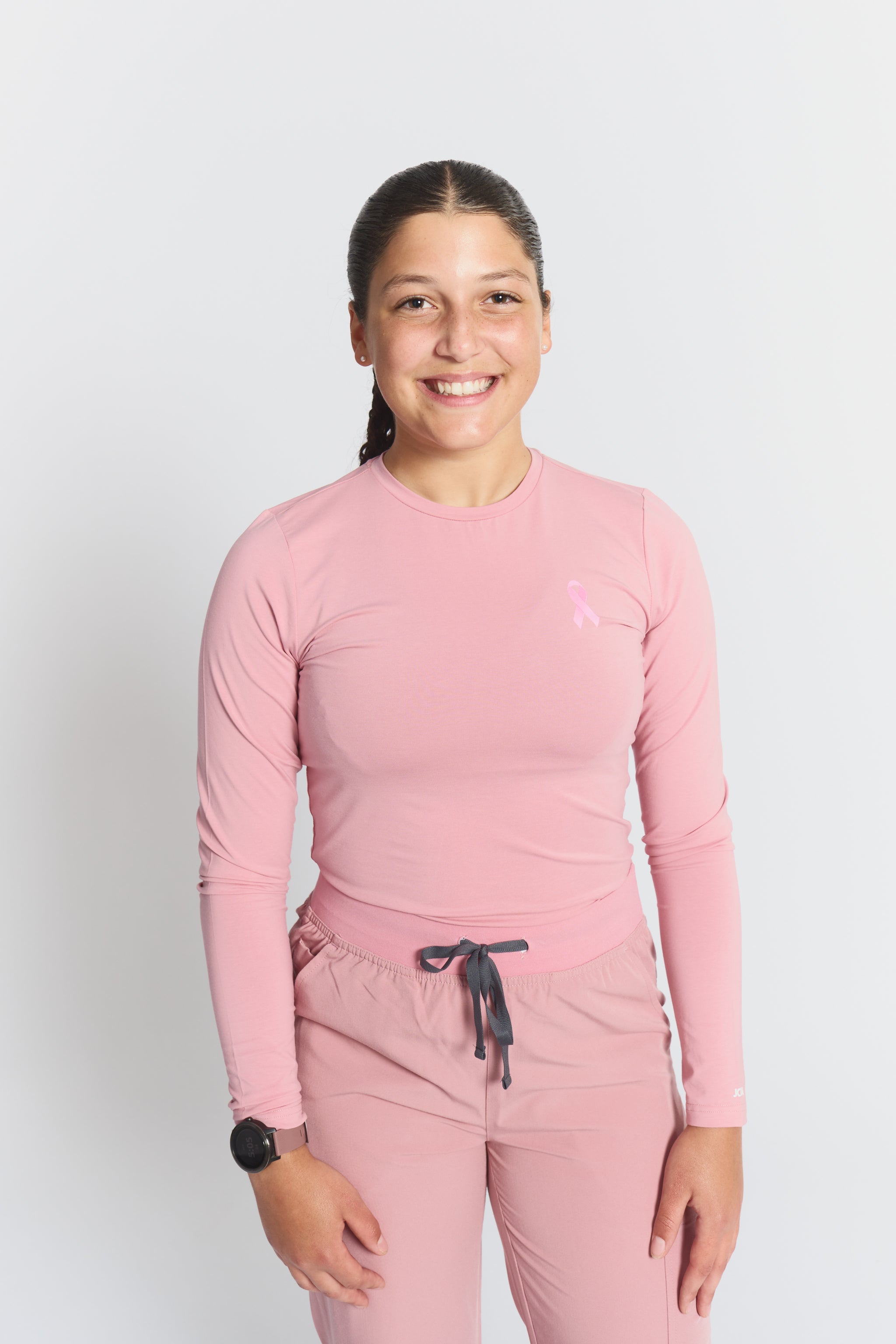 Amelia Longsleeve Underscrub - Rosewood - Breast Cancer Underscrub