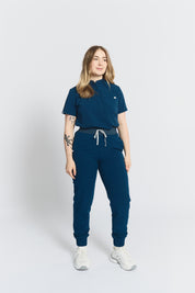 Pantalon d’uniforme médical coupe jogging Elodia - Bleu Abysse