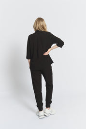 Cecilia Mid-Sleeve Scrub Top - Black