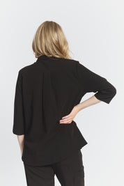 Cecilia Mid-Sleeve Scrub Top - Black