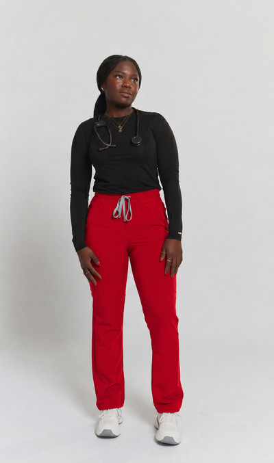 Pantalon de travail Lulu à coupe droite - Rouge rubis