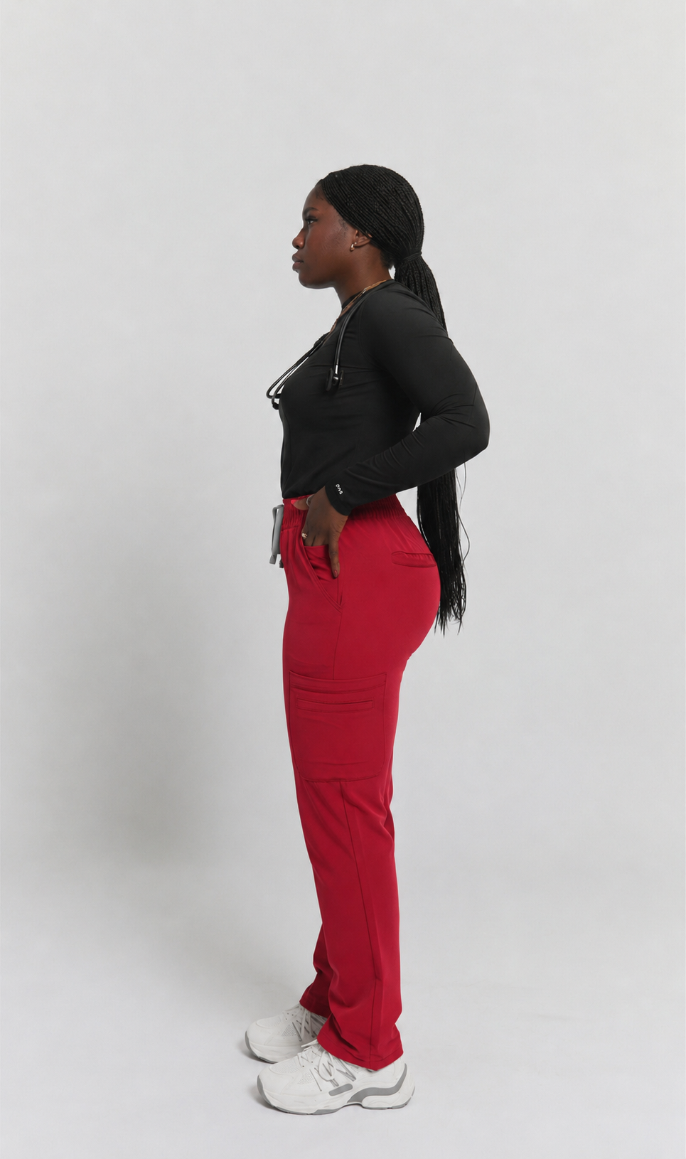 Lulu Straight Leg Scrub Pants - Ruby Red