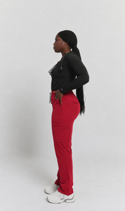 Lulu Straight Leg Scrub Pants - Ruby Red