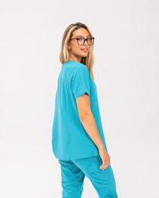 Olivia Scrub Top - Cyan Blue