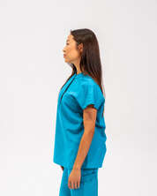 Ophelia Cap Sleeve Scrub Top - Cyan Blue