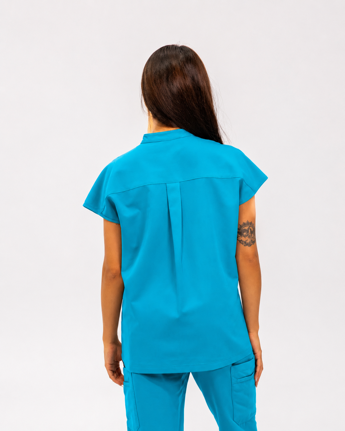 Ophelia Cap Sleeve Scrub Top - Cyan Blue