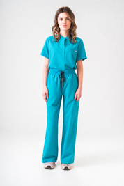 ACE Wide Leg Scrub Pants - Cyan Blue