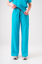 ACE Wide Leg Scrub Pants - Cyan Blue