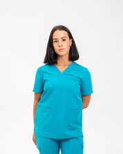 Victoria Scrub Top - Cyan Blue
