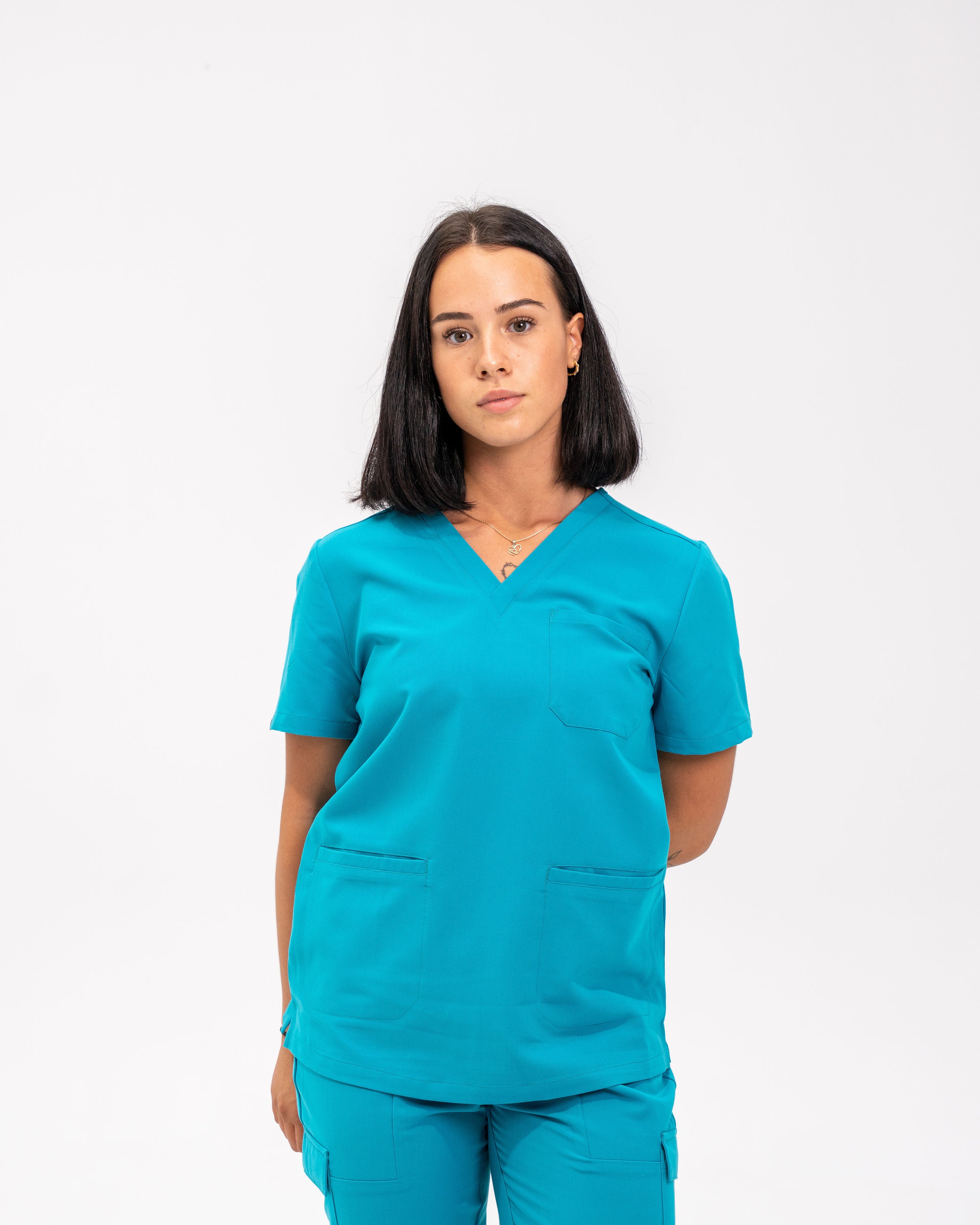 Victoria Scrub Top - Cyan Blue