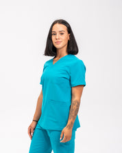 Victoria Scrub Top - Cyan Blue