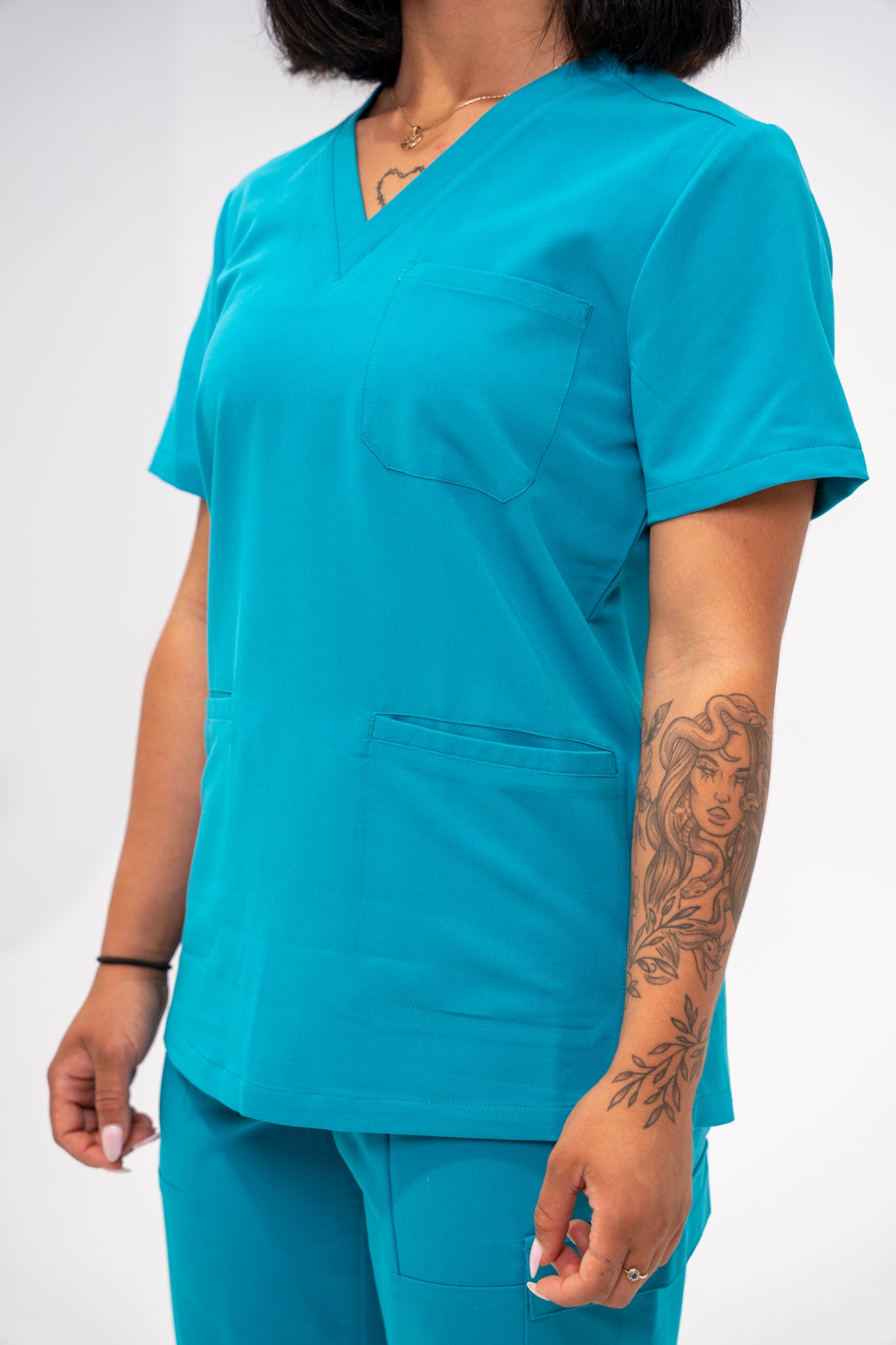 Victoria Scrub Top - Cyan Blue