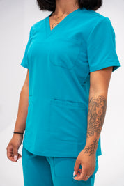 Victoria Scrub Top - Cyan Blue