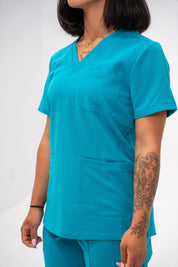 Victoria Scrub Top - Cyan Blue