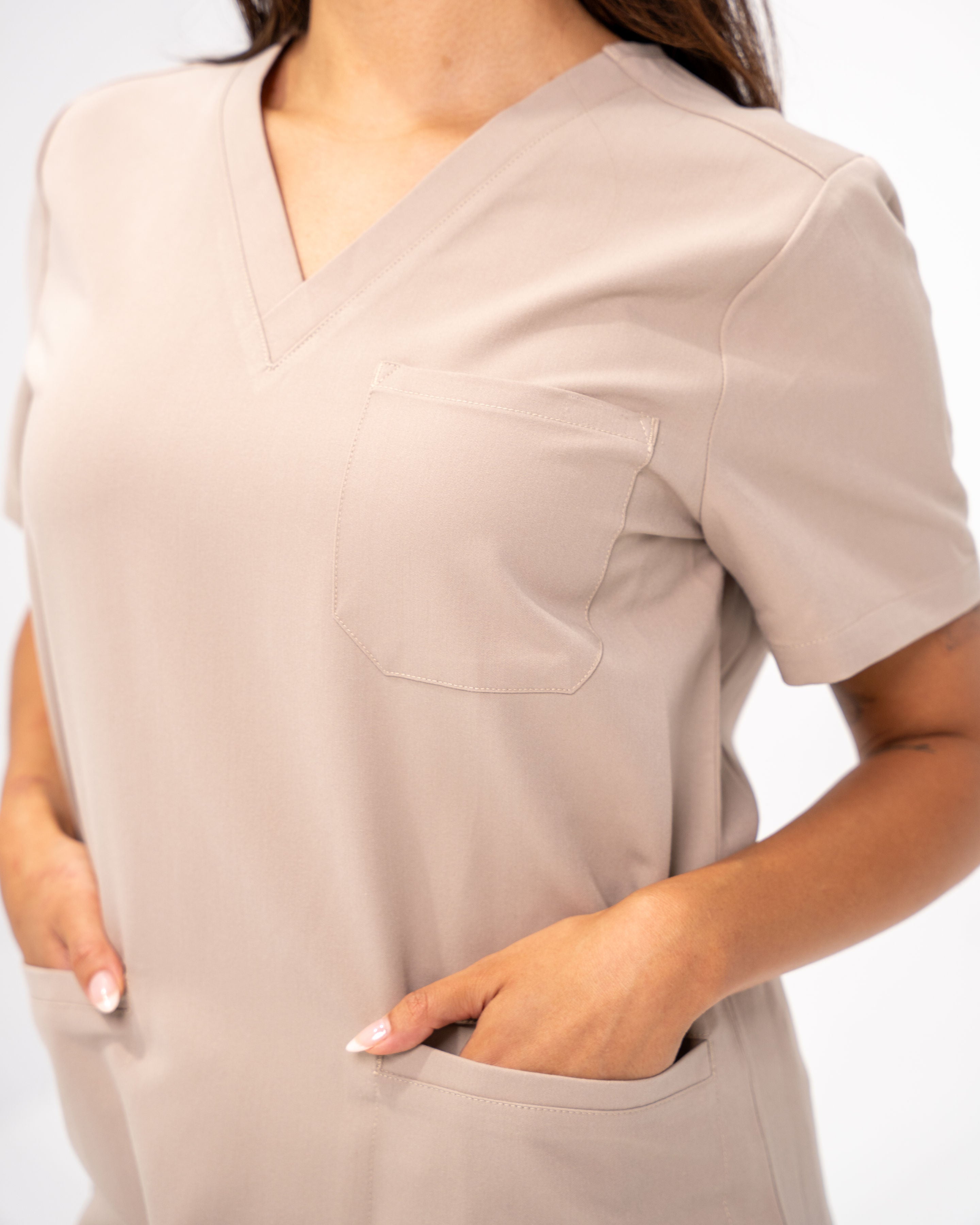 Victoria Scrub Top - Sandstone