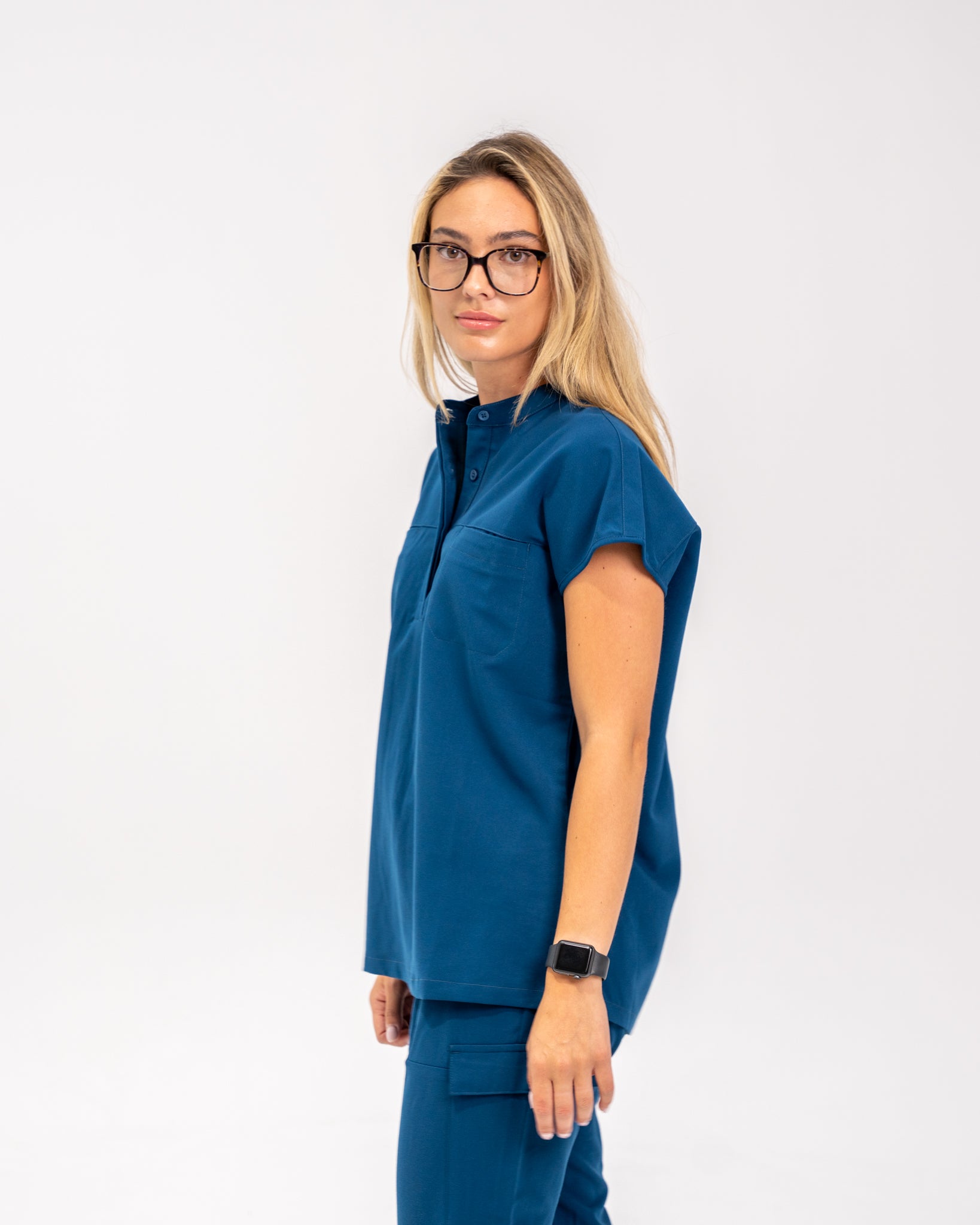 Ophelia Cap Sleeve Scrub Top - Abyss Blue