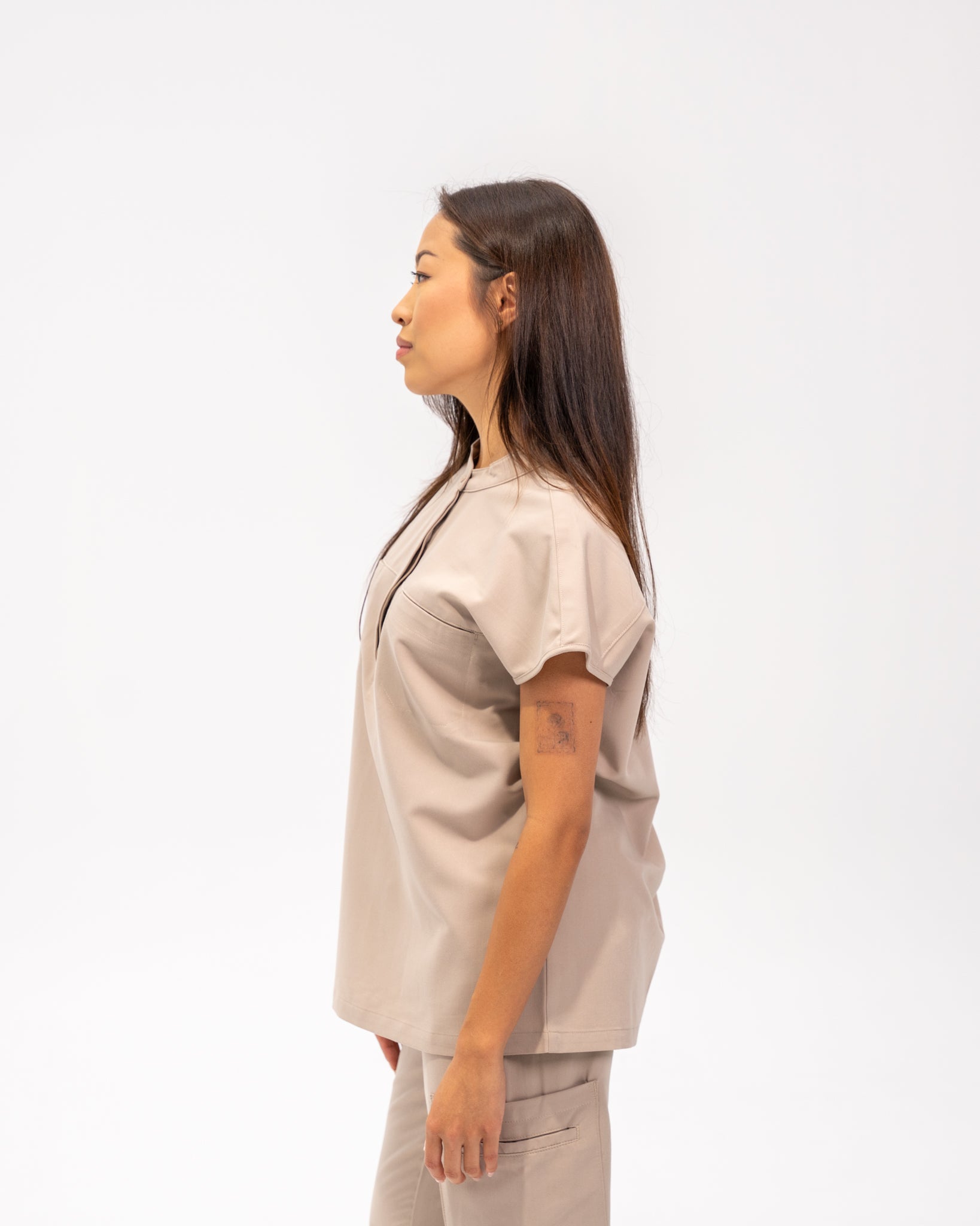 Ophelia Cap Sleeve Scrub Top - Sandstone