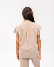 Ophelia Cap Sleeve Scrub Top - Sandstone