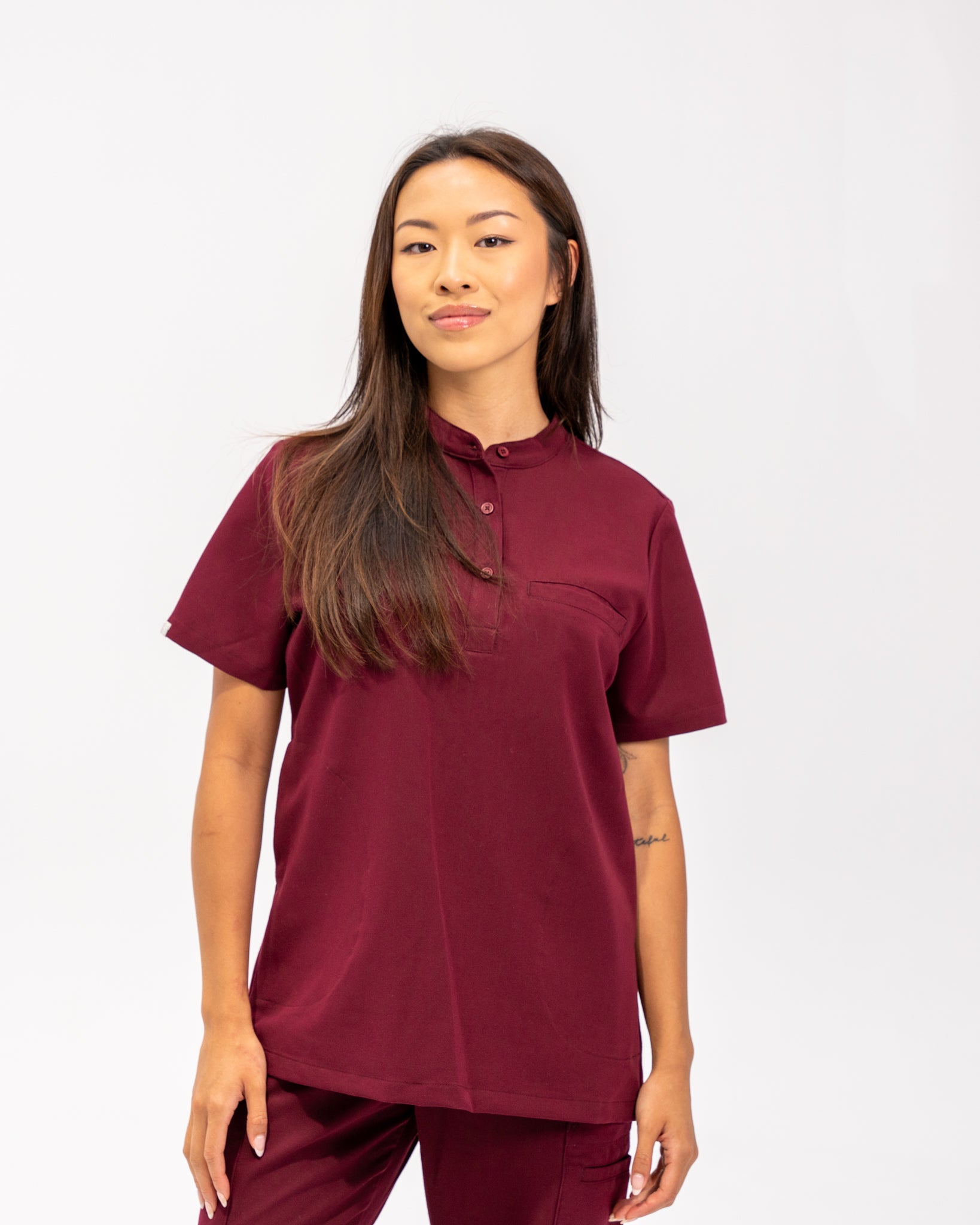 Gloria Scrub Top - Burgundy