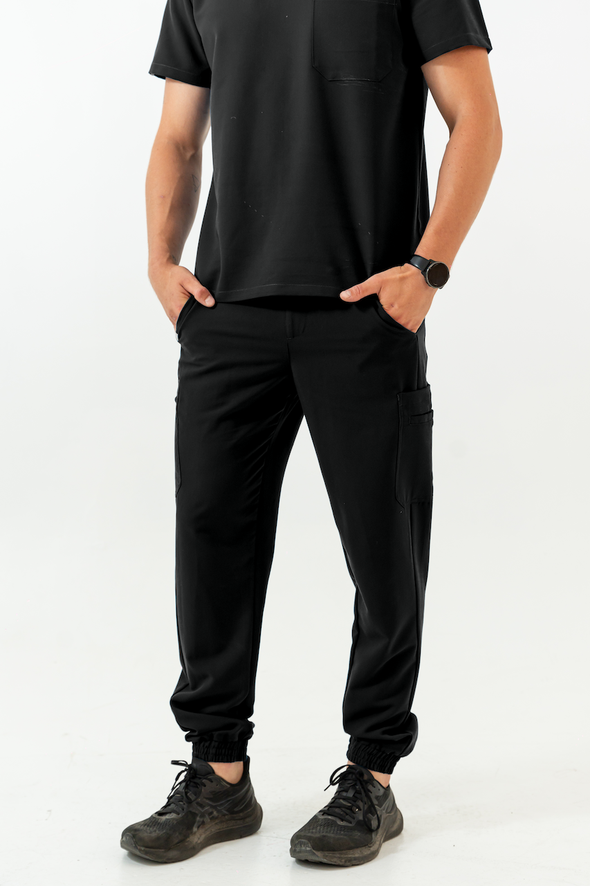 Kian Jogger Scrub Pants - Black - the botox course