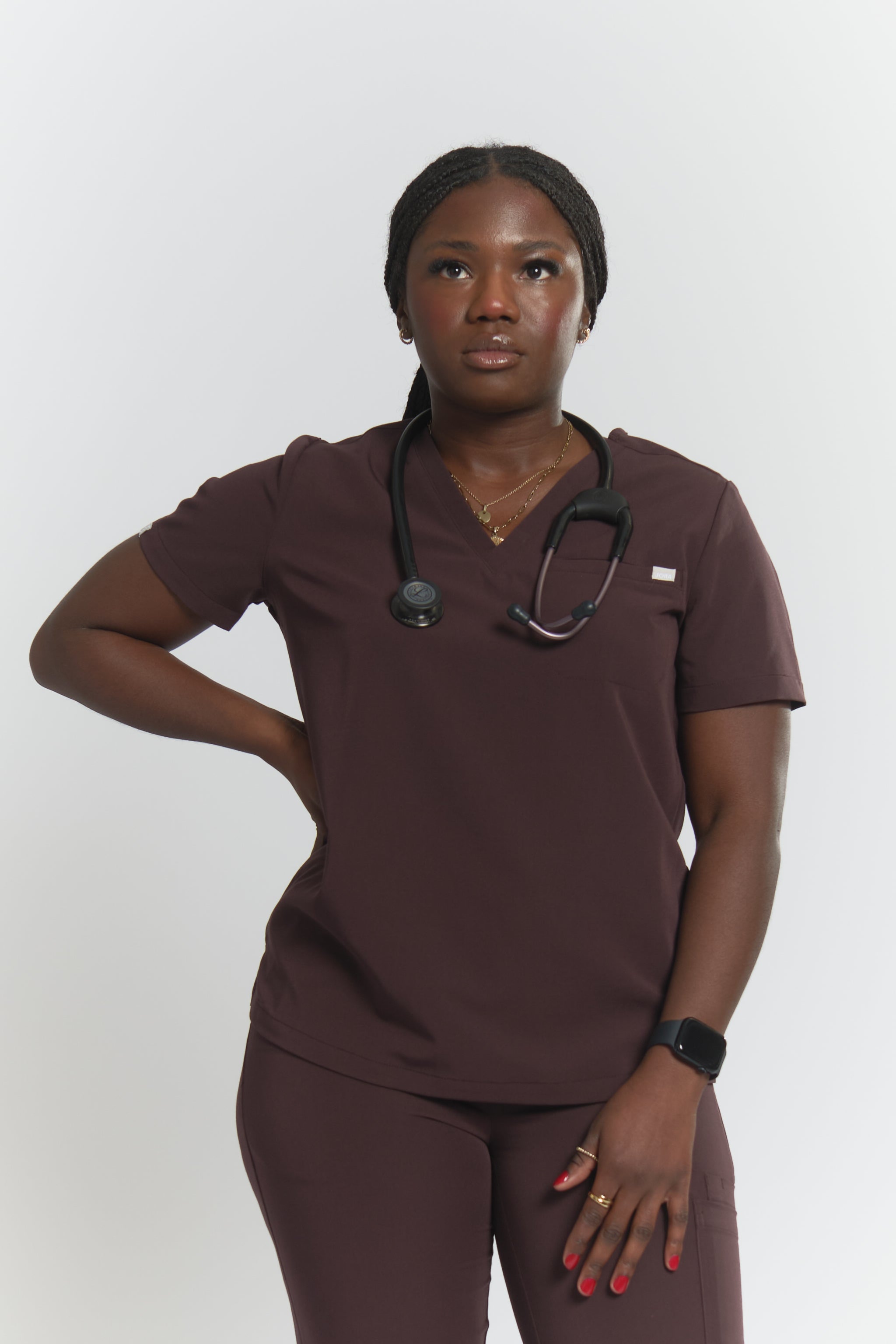 Olivia Scrub Top - Espresso