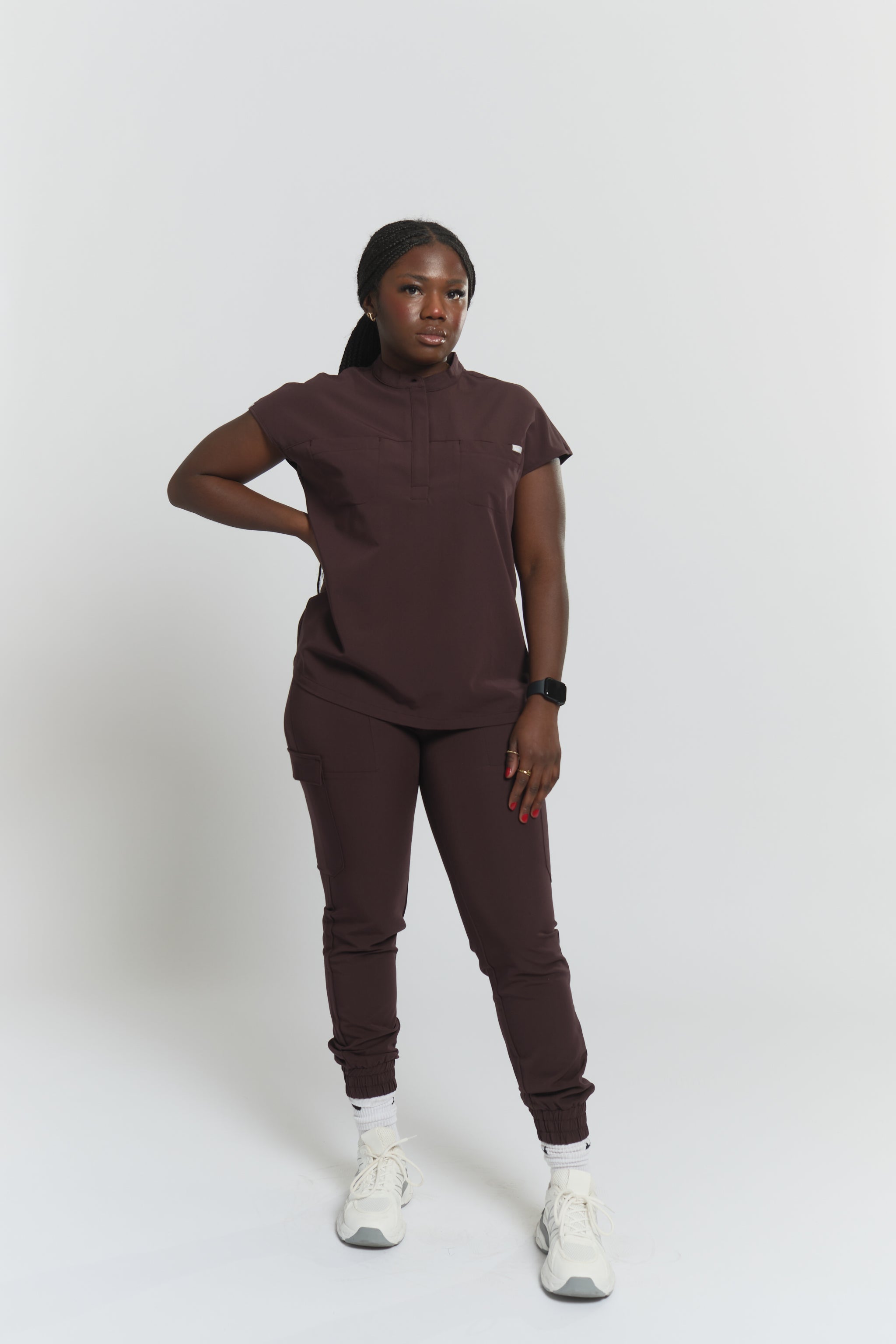 Ophelia Cap Sleeve Scrub Top - Espresso