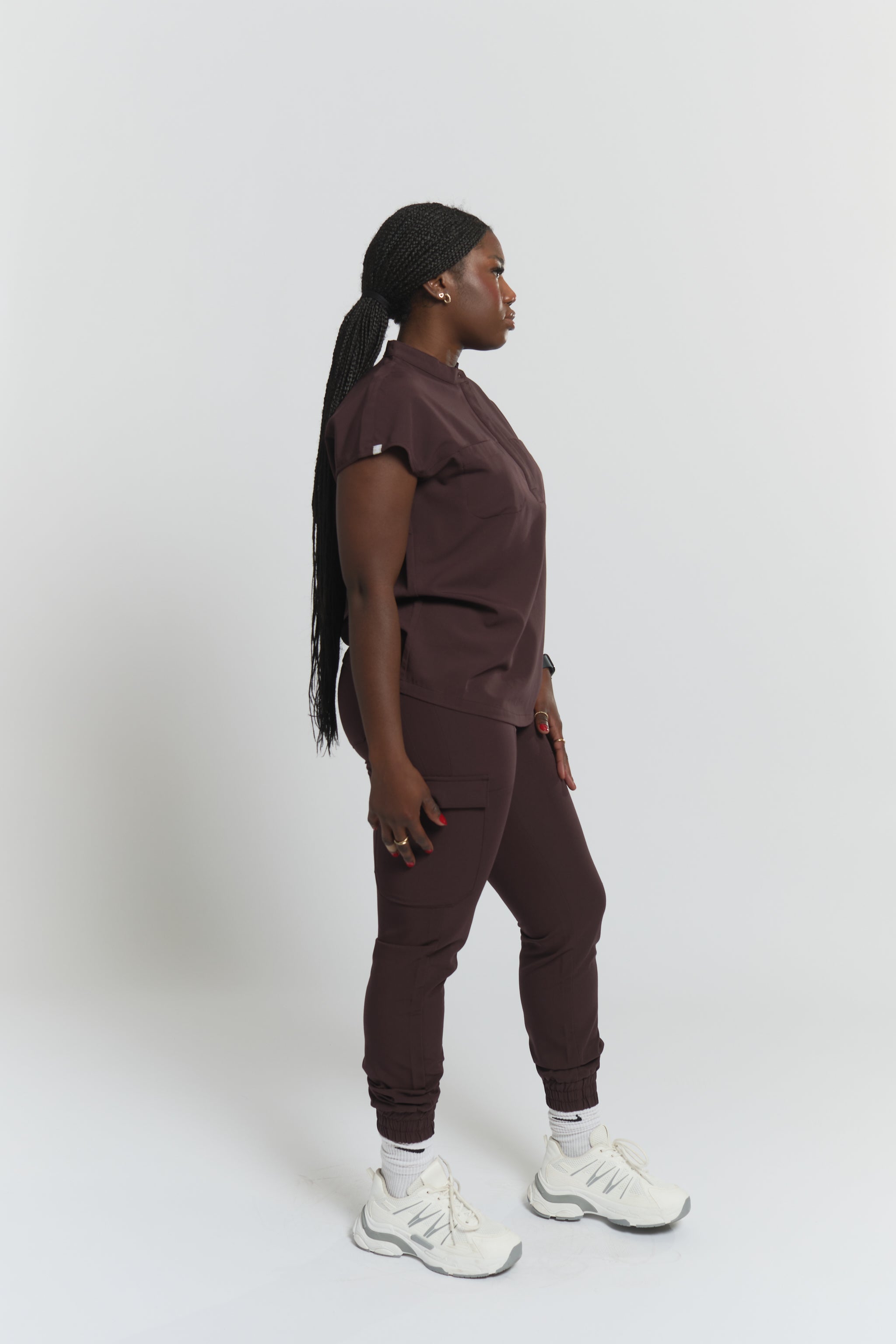 Ophelia Cap Sleeve Scrub Top - Espresso
