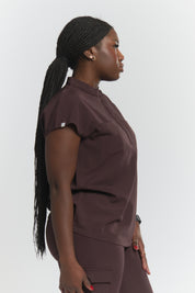 Ophelia Cap Sleeve Scrub Top - Espresso