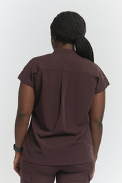 Ophelia Cap Sleeve Scrub Top - Espresso