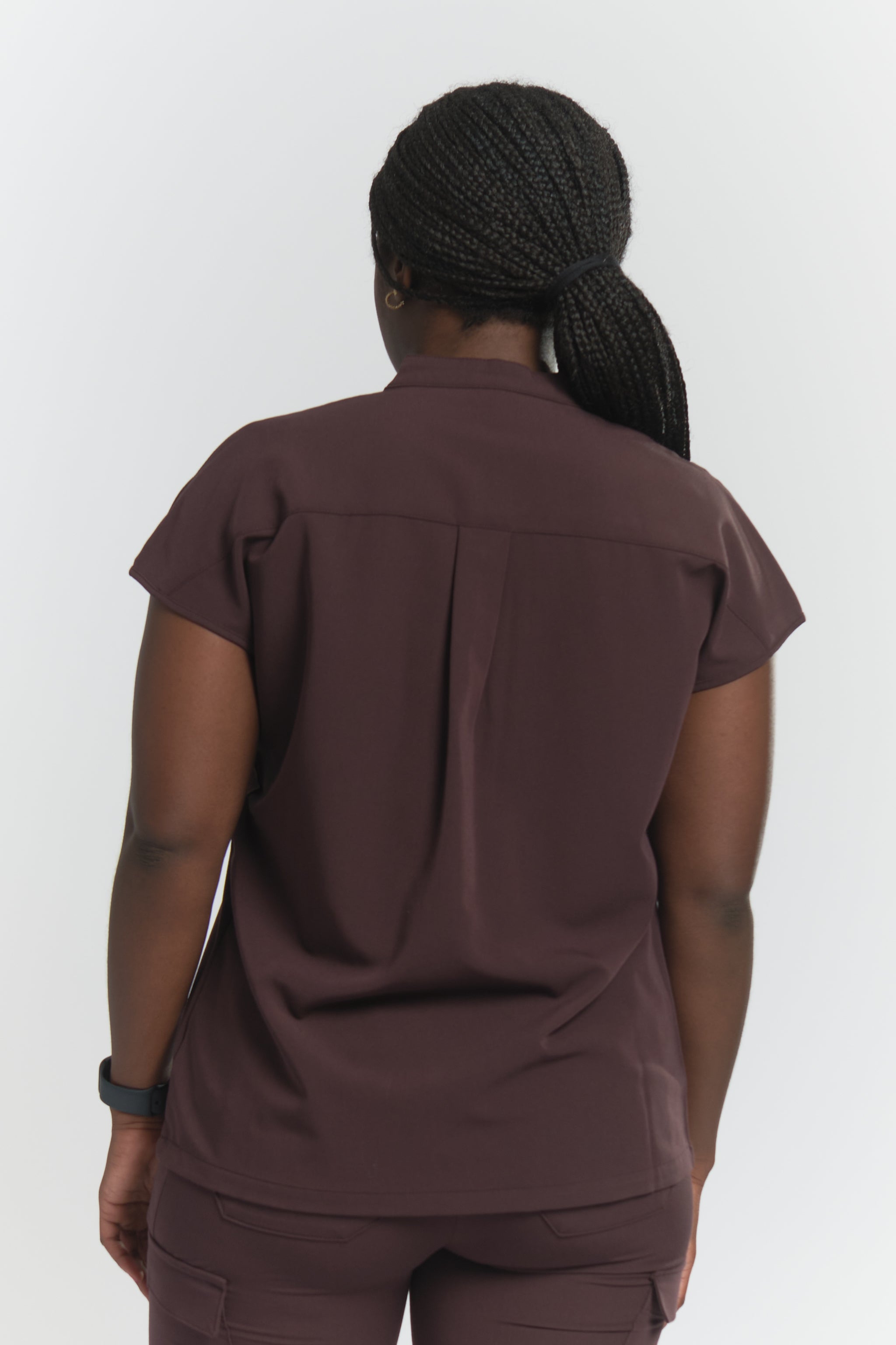 Ophelia Cap Sleeve Scrub Top - Espresso