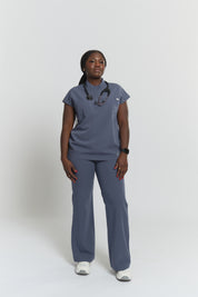 Ophelia Cap Sleeve Scrub Top - Stormy Grey