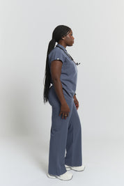 Ophelia Cap Sleeve Scrub Top - Stormy Grey