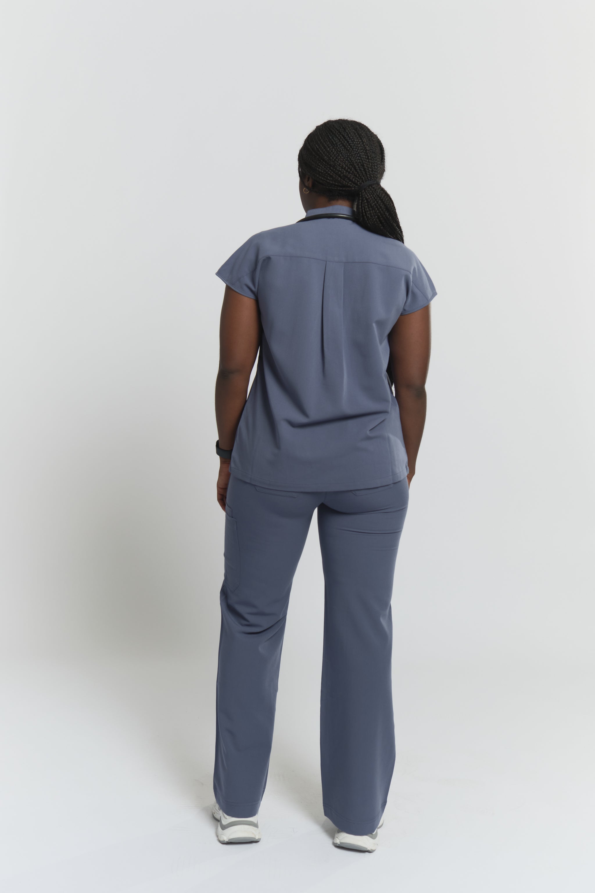 Ophelia Cap Sleeve Scrub Top - Stormy Grey