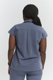 Ophelia Cap Sleeve Scrub Top - Stormy Grey