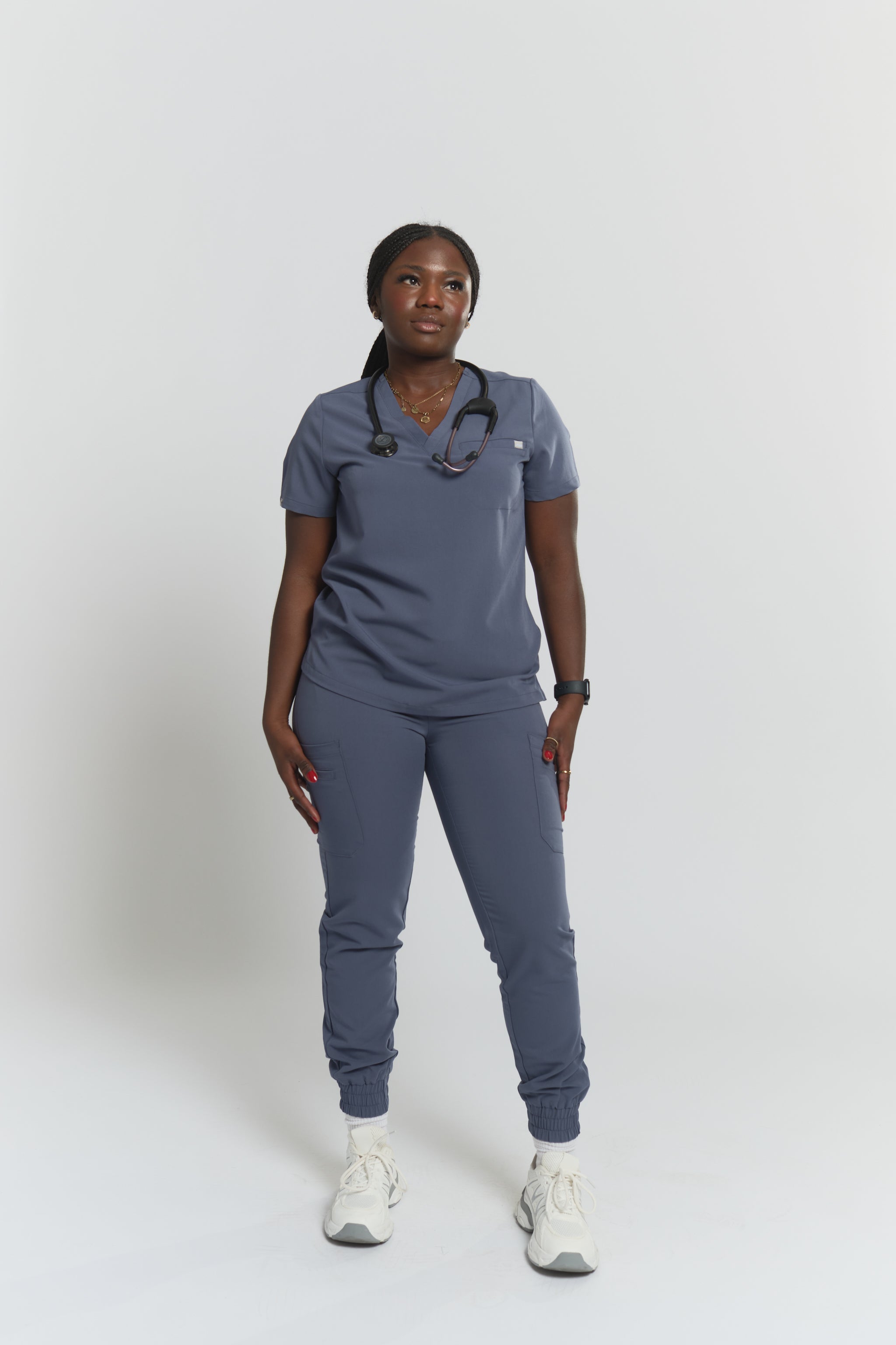 Olivia Scrub Top - Stormy Grey