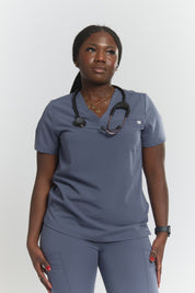 Olivia Scrub Top - Stormy Grey