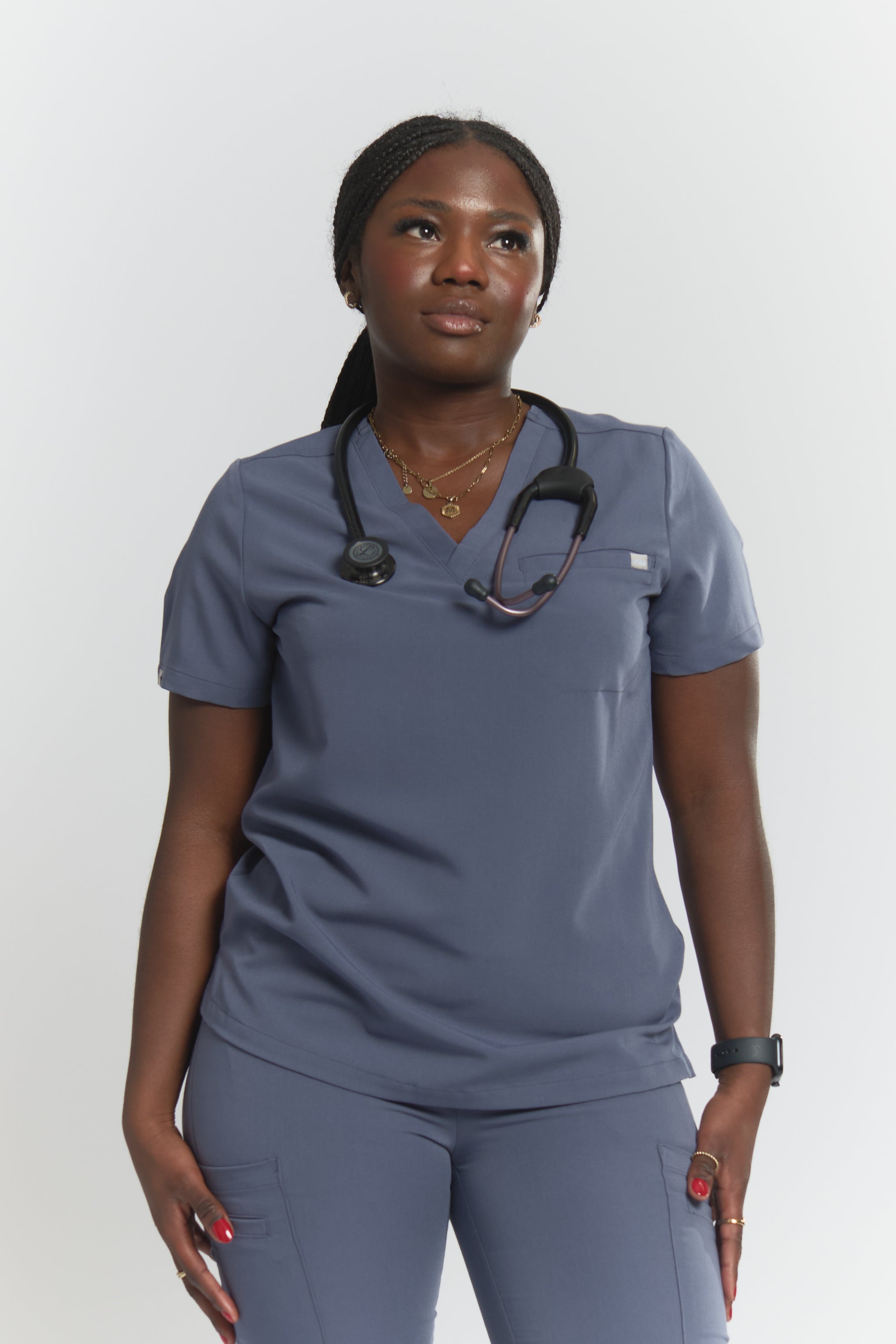 Olivia Scrub Top - Stormy Grey